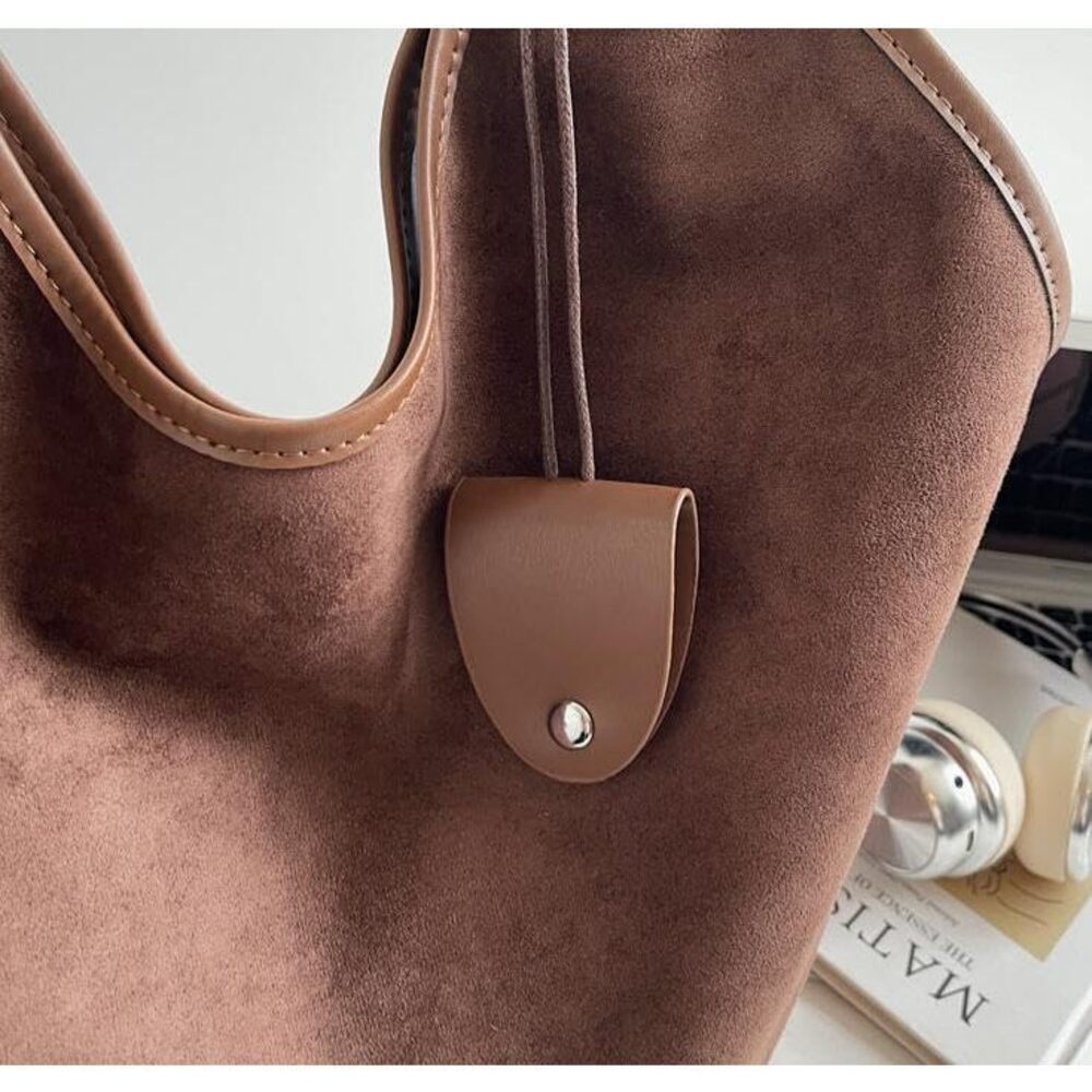 9128 Slouchy Suede Hobo Tote Bag Trendy Suede Purse Large Capacity Shoulder - Picture 5 of 7